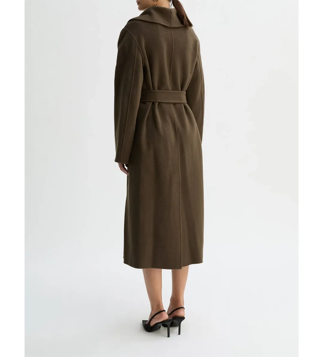 Willow Grace Wool Shawl Collar Coat Olive Size AU 12 for rent on The Volte - main image