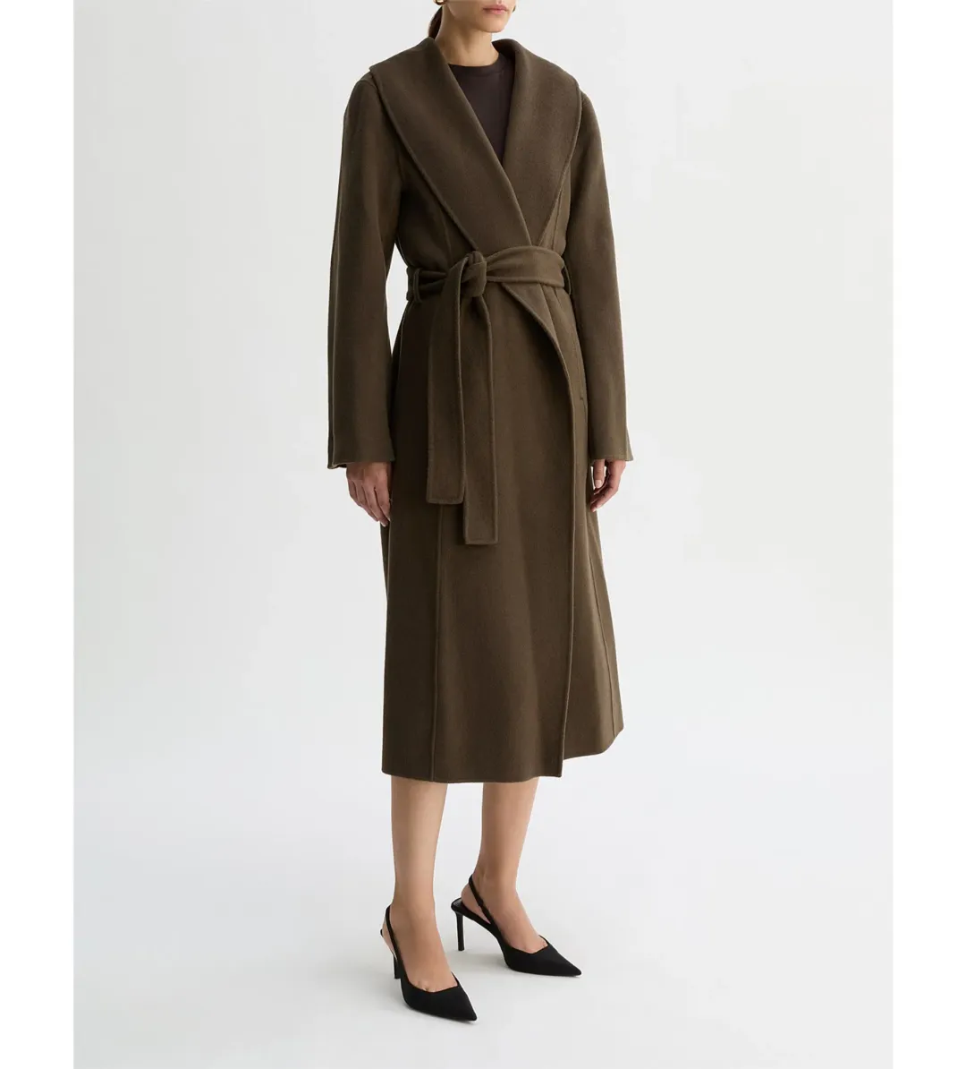 Willow Grace Wool Shawl Collar Coat Olive Size AU 12 for rent on The Volte - main image