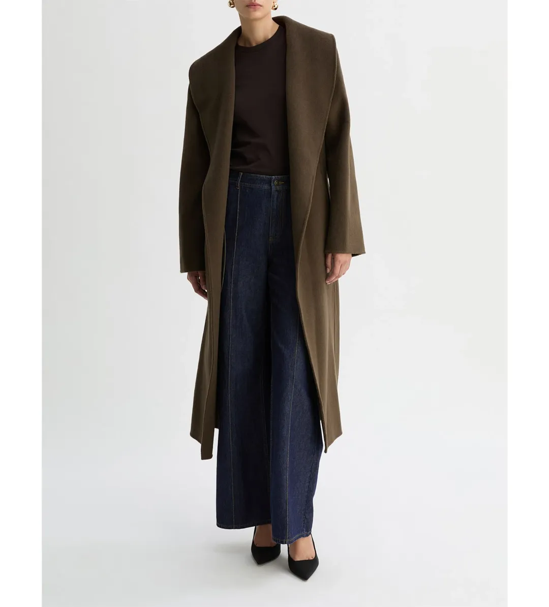 Willow Grace Wool Shawl Collar Coat Olive Size AU 12 for rent on The Volte - main image