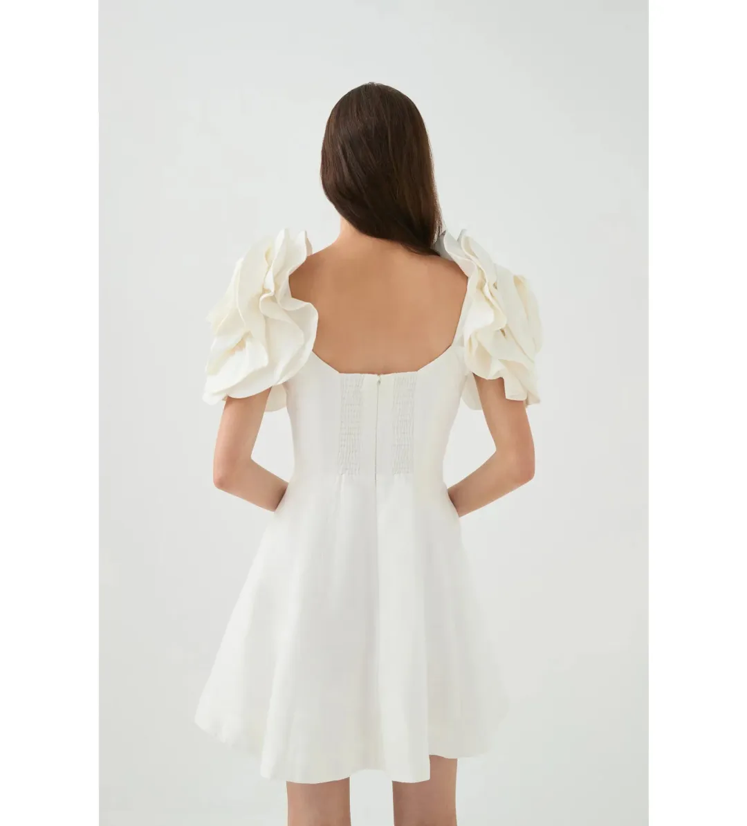 Aje Twyla Mini Dress Ivory Size AU 12 for rent on The Volte - main image