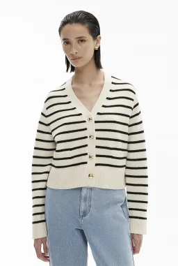 Witchery Boxy Knit Cardigan Black Stripe Size XS / AU 8 for rent on The Volte - image 2