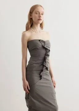 Paris Georgia Minimal Ruffle Top & Skirt Set Grey Size 10 for rent on The Volte - image 5