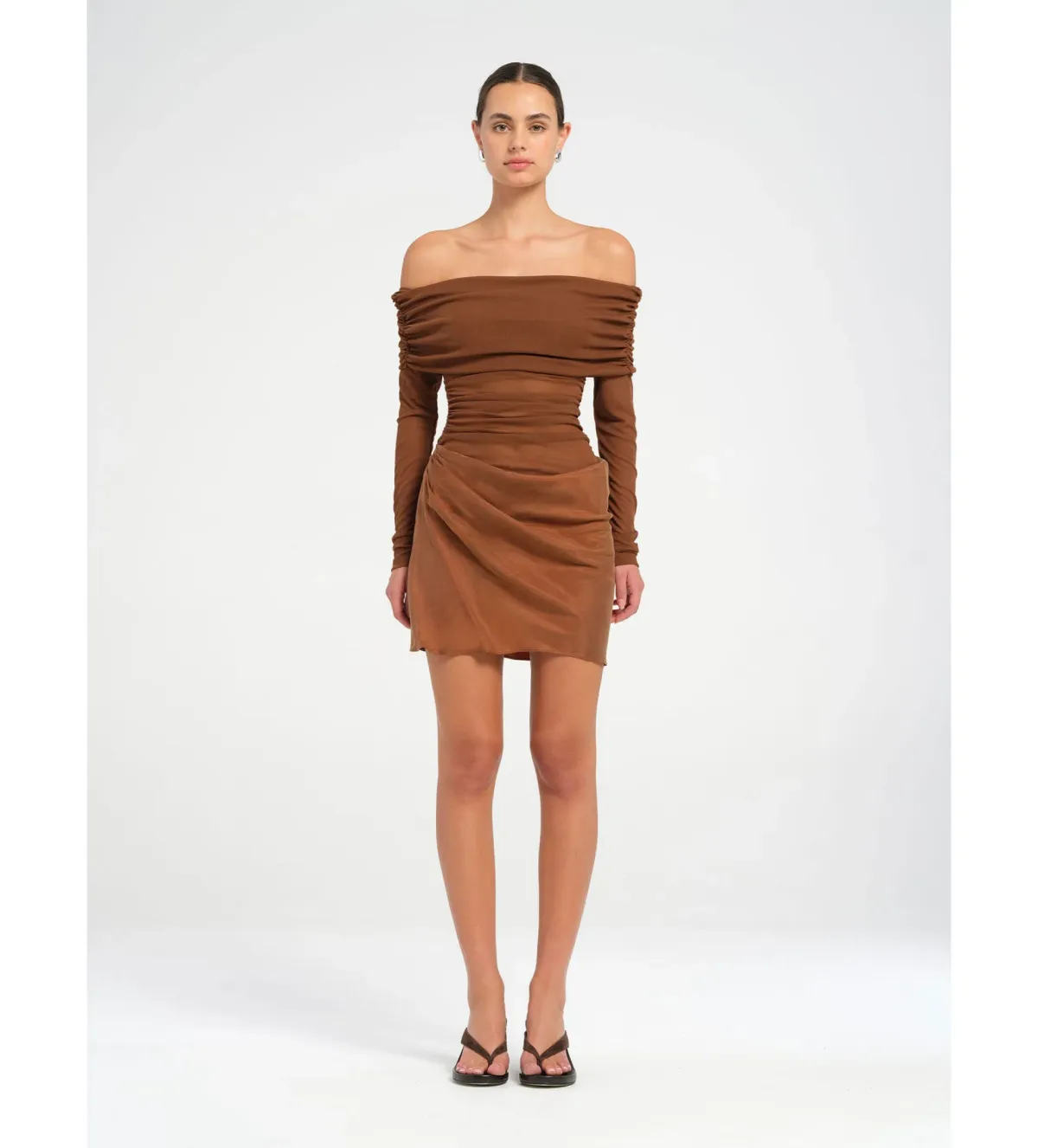 Benni Luca Mini Dress in Cocoa Size 8  for rent on The Volte - main image