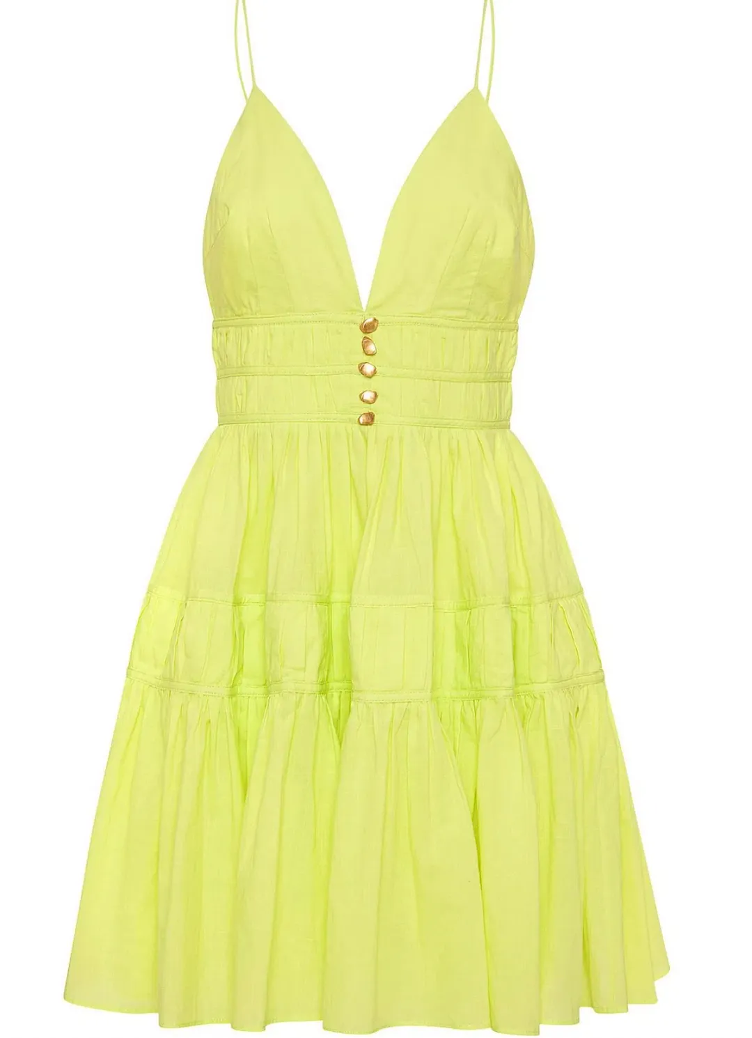 Aje Grace Tiered Dress in Light Lemon Green Size 6/XS for rent on The Volte - main image