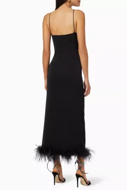 De La Vali Dress With Feathers Midi Dress in Black Size 8 for rent on The Volte - image 3
