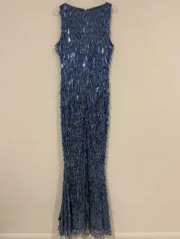 Rachel Gilbert Blue Embellished Gown Sequin Blue Size 10 for rent on The Volte - image 2