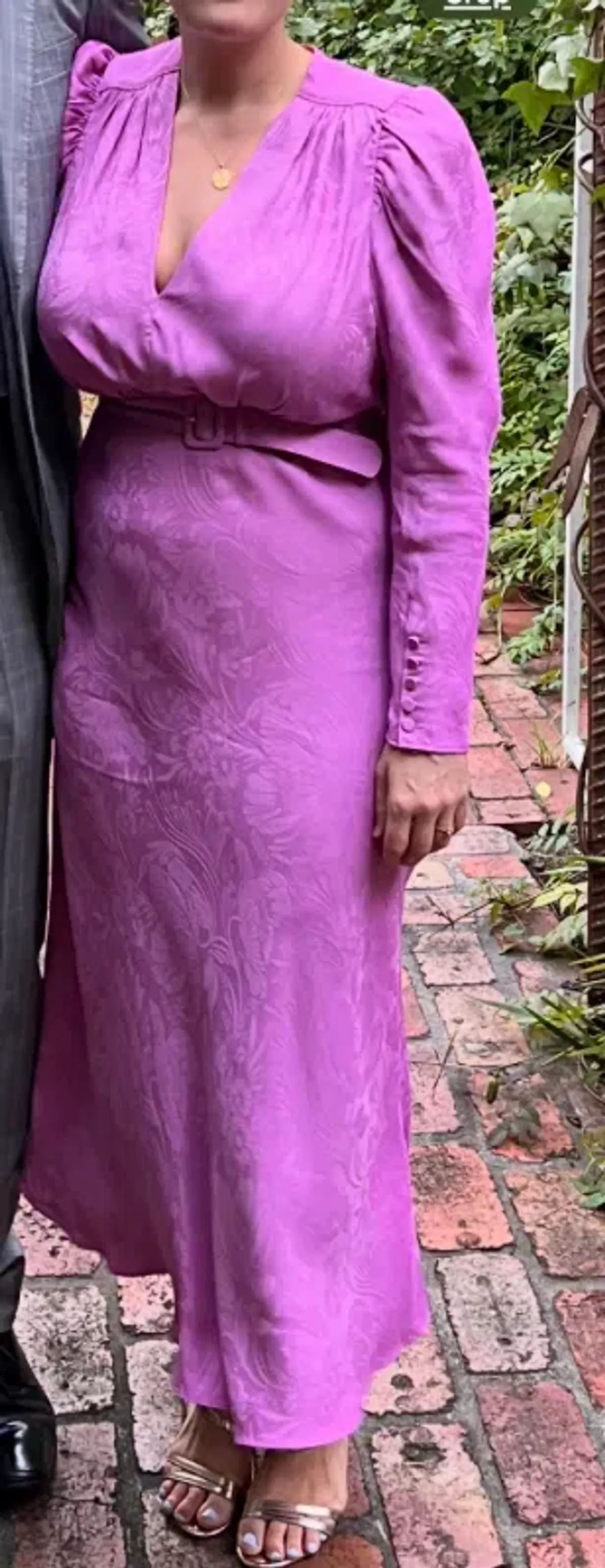 Scanlon Theodore Belted Orchid Midi Dress Pink Size 10 for rent on The Volte - main image