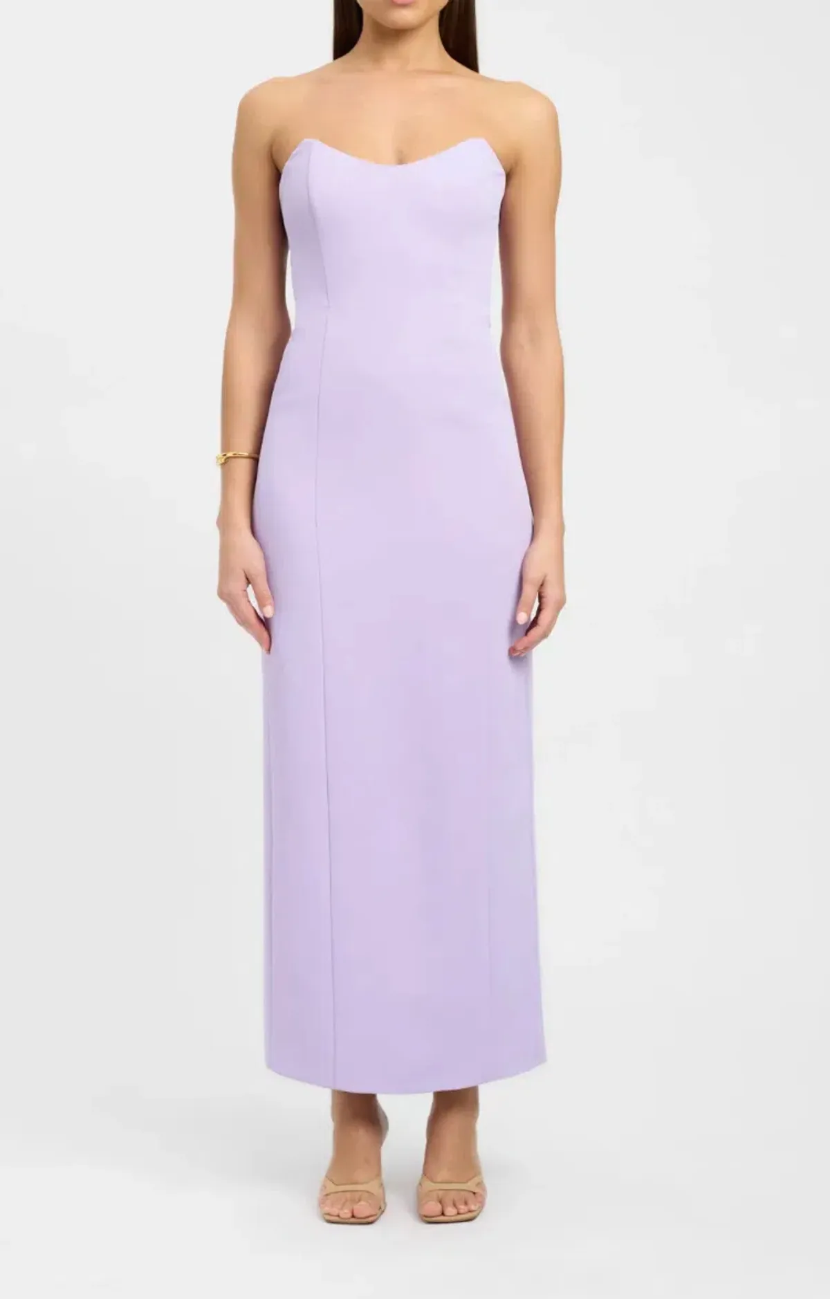 Kookai Oyster Strapless Midi Dress Lilac Size 12 for rent on The Volte - main image