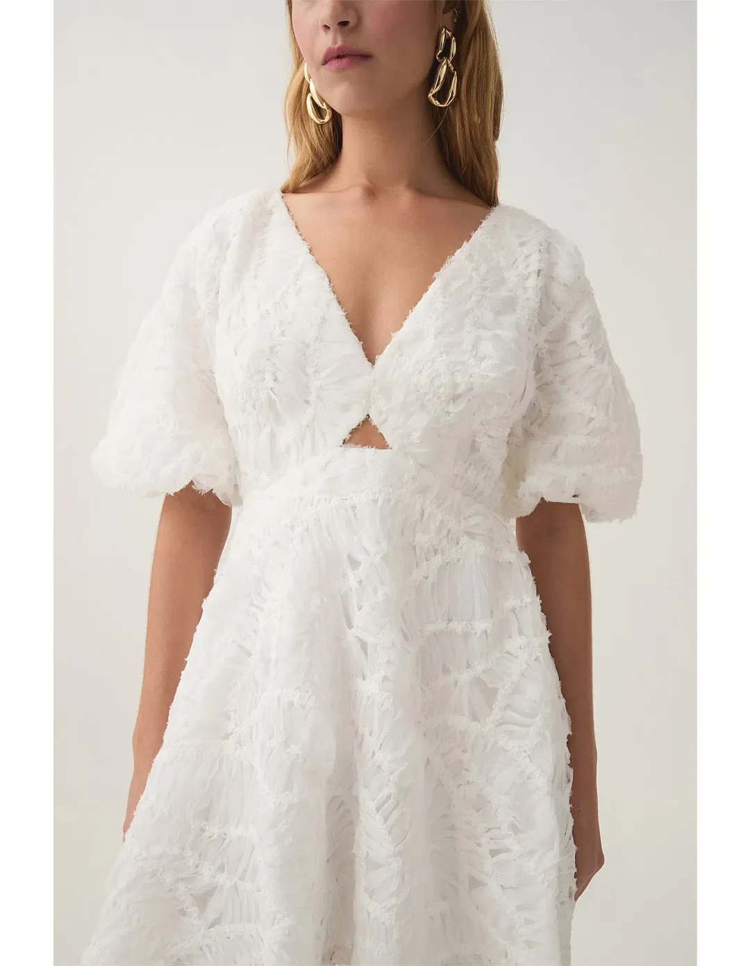 Aje Florential  Swing Mini Dress White Size  8 for rent on The Volte - main image