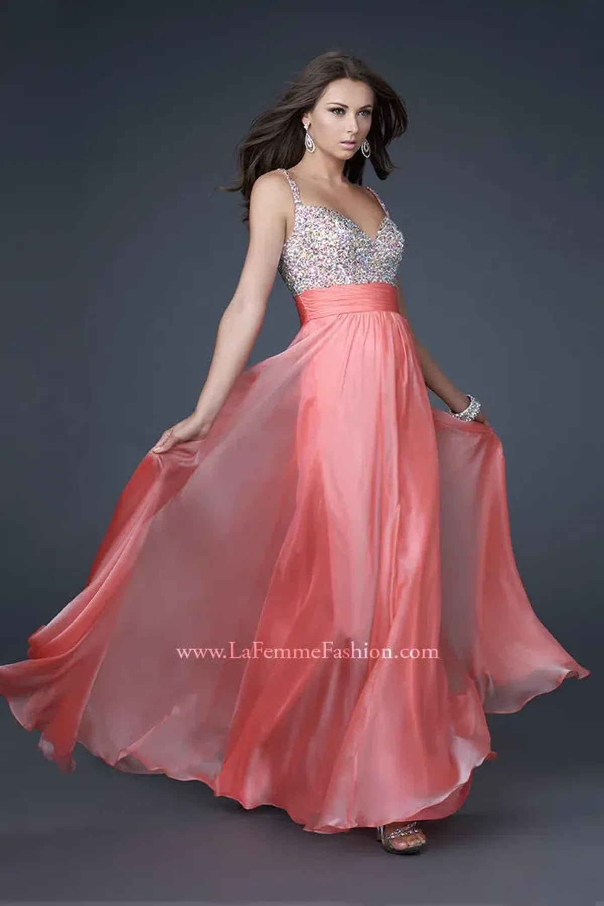 La Femme Pink Prom Dress Size 4 for rent on The Volte - main image