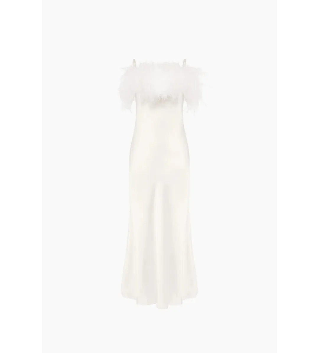 Sleeper Boheme Slip Midi Dress with Feathers in White Size 8 for rent on The Volte - main image
