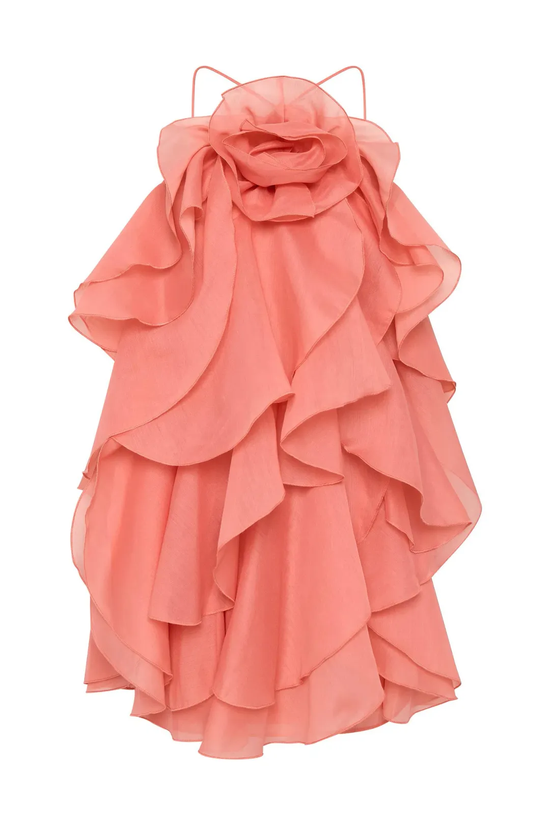 Aje Pandorea Layered Mini Dress Washed Coral Size 10 for rent on The Volte - main image