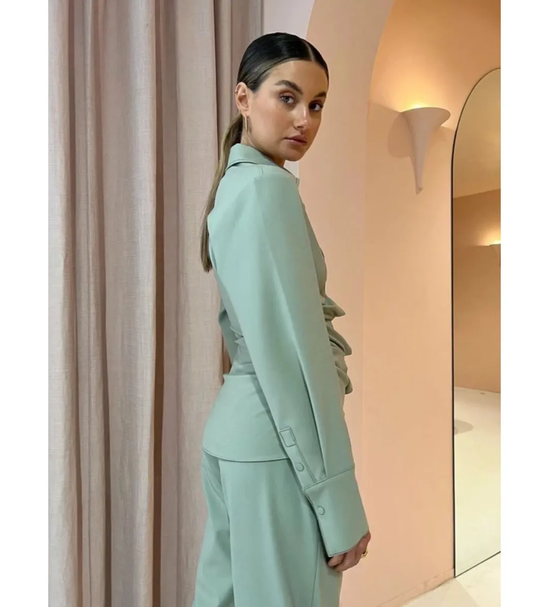 Sir the Label Adrien Tuck Shirt and Pants Set Sage Size 0/AU 6 for rent on The Volte - main image