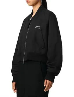 AMI Loose Twill Bomber Jacket AMI Logo Black Size M / AU 10 for rent on The Volte - image 3