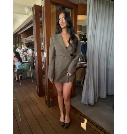 Sir Sartoria Mini Dress in Chocolate Marle 6 for rent on The Volte - image 1