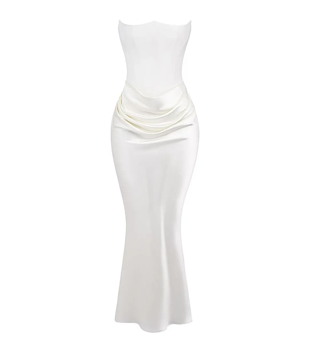 House of CB Persephone Corset Dress Ivory Size AU 10  for rent on The Volte - main image