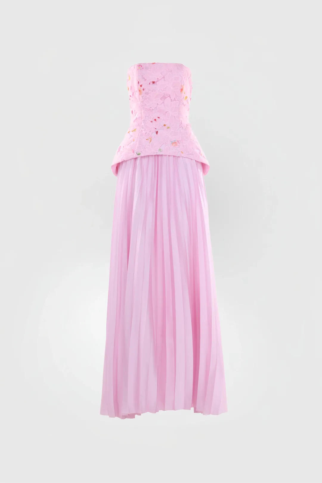 Justin Tong Cascade Pleated Gown Pink Size 12   for rent on The Volte - main image
