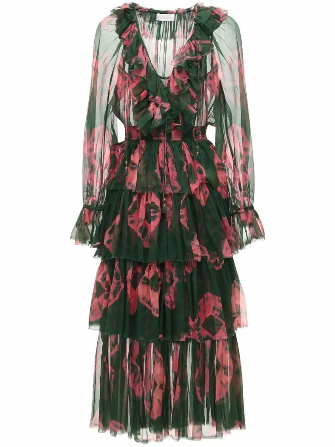 Zimmermann Poppy Tiered Frill Dress Multi Size AU 12 for rent on The Volte - main image