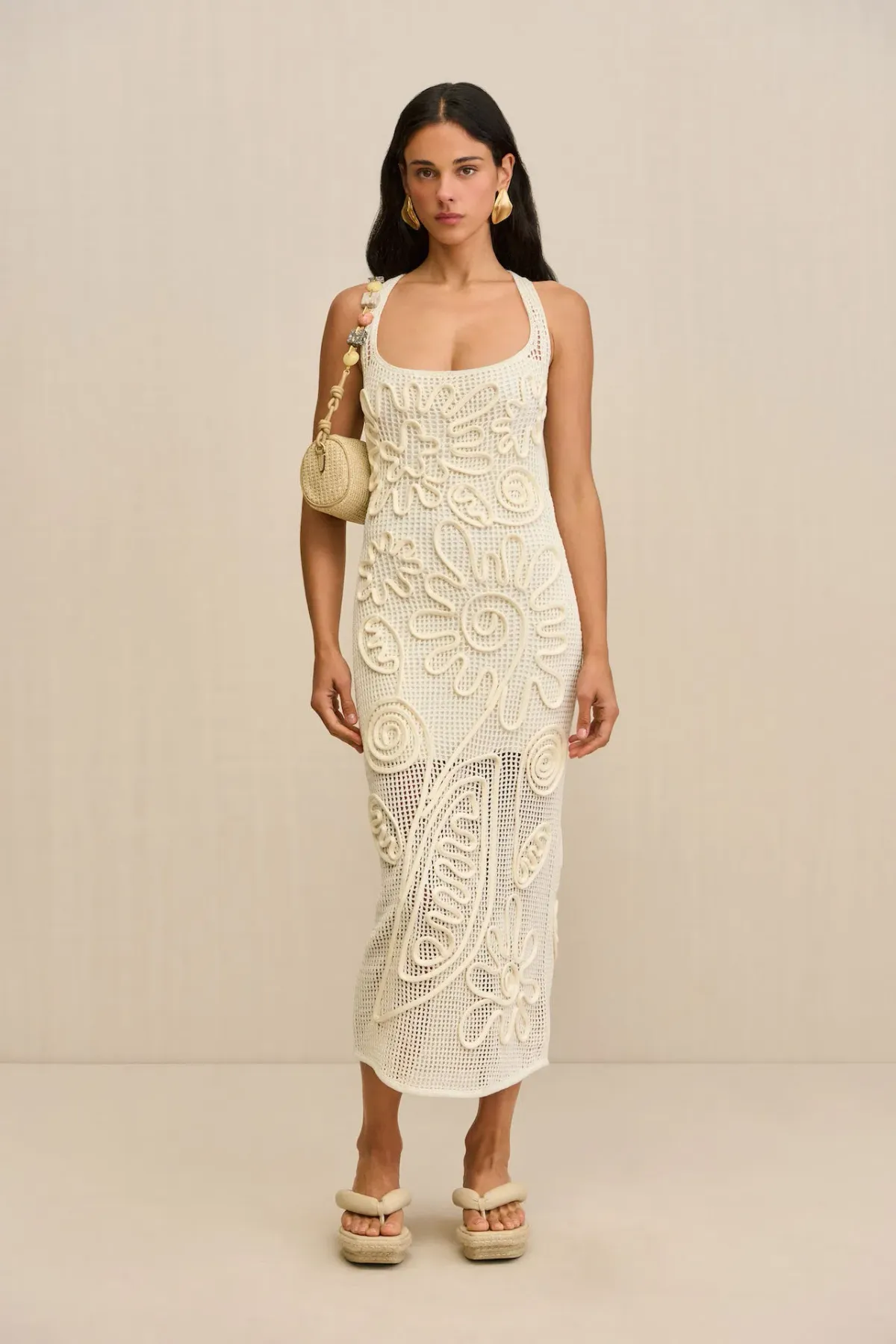 Cult Gaia Nissa Knit Midi Dress in Off White Size XS / AU 6 for rent on The Volte - main image