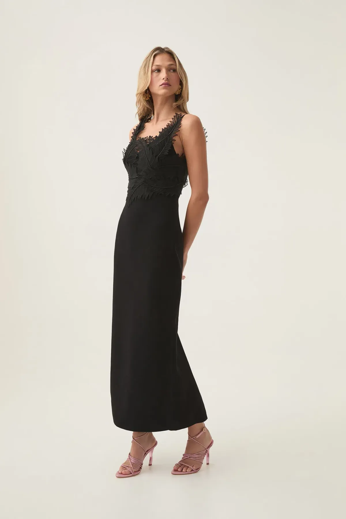 Aje Daisy Knit Maxi Dress Black Size 12 for rent on The Volte - main image