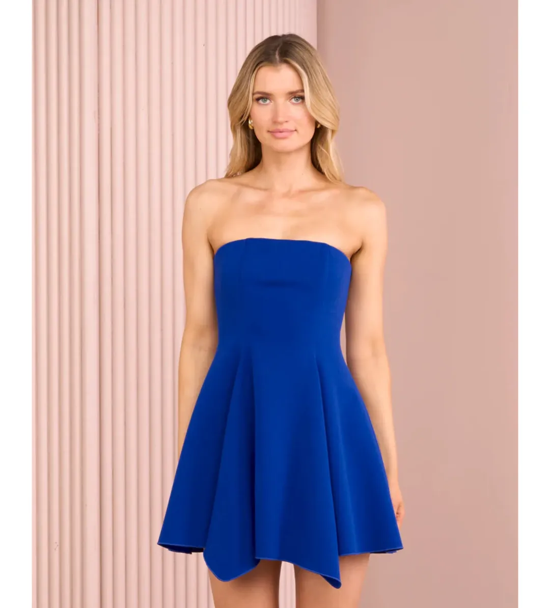 Pligrim Carrie Strapless Mini Dress in Cobalt Size 10 for rent on The Volte - main image