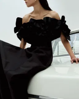 AJE Etta Midi Dress Black Size 8 for rent on The Volte - image 2