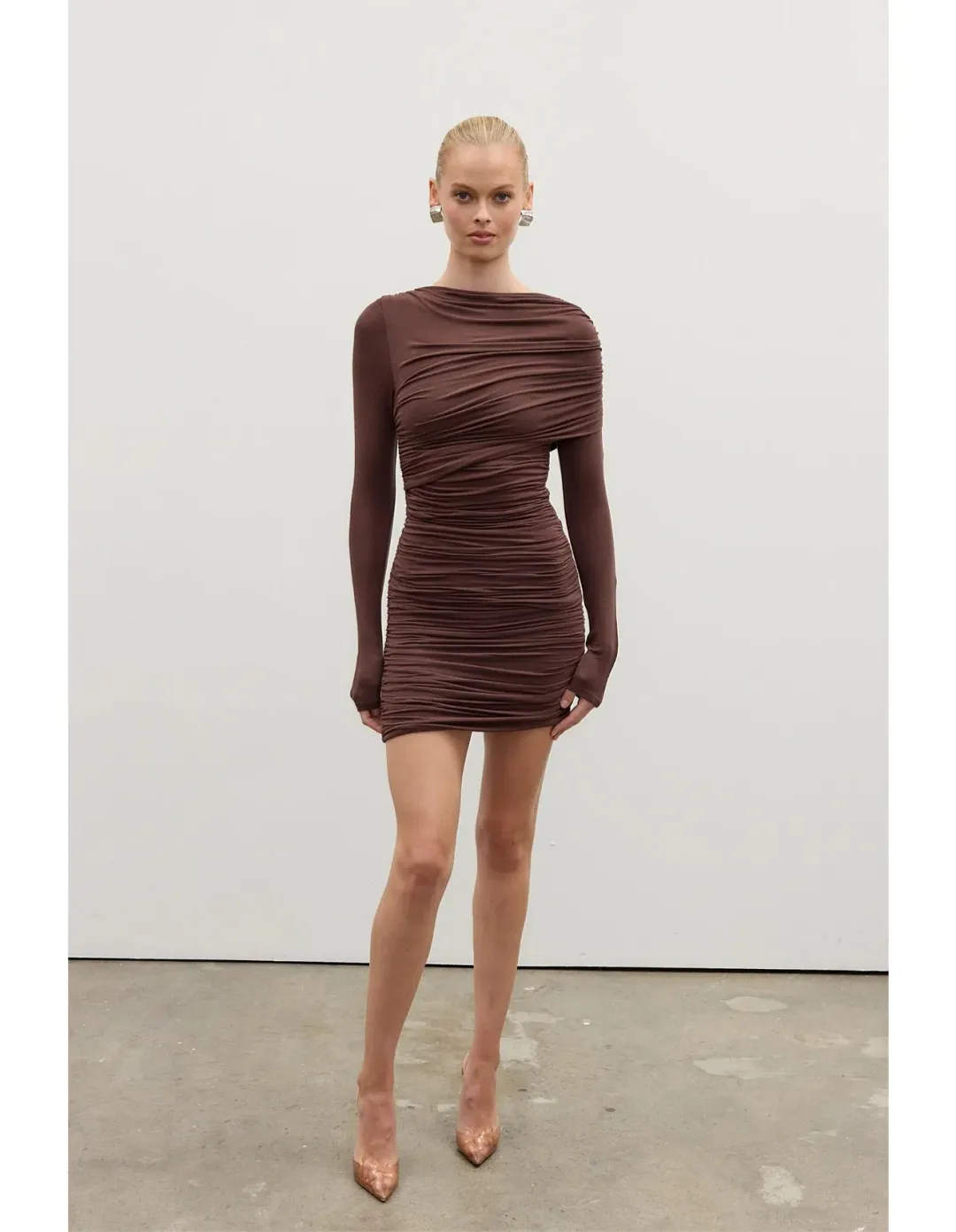 Bayse Kai Mini Dress in Chocolate Size S / AU 8 for rent on The Volte - main image