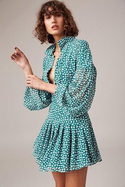 C/MEO COLLECTIVE Be About You Long Sleeve Dress Green Daisy Size 12 for rent on The Volte - image 1