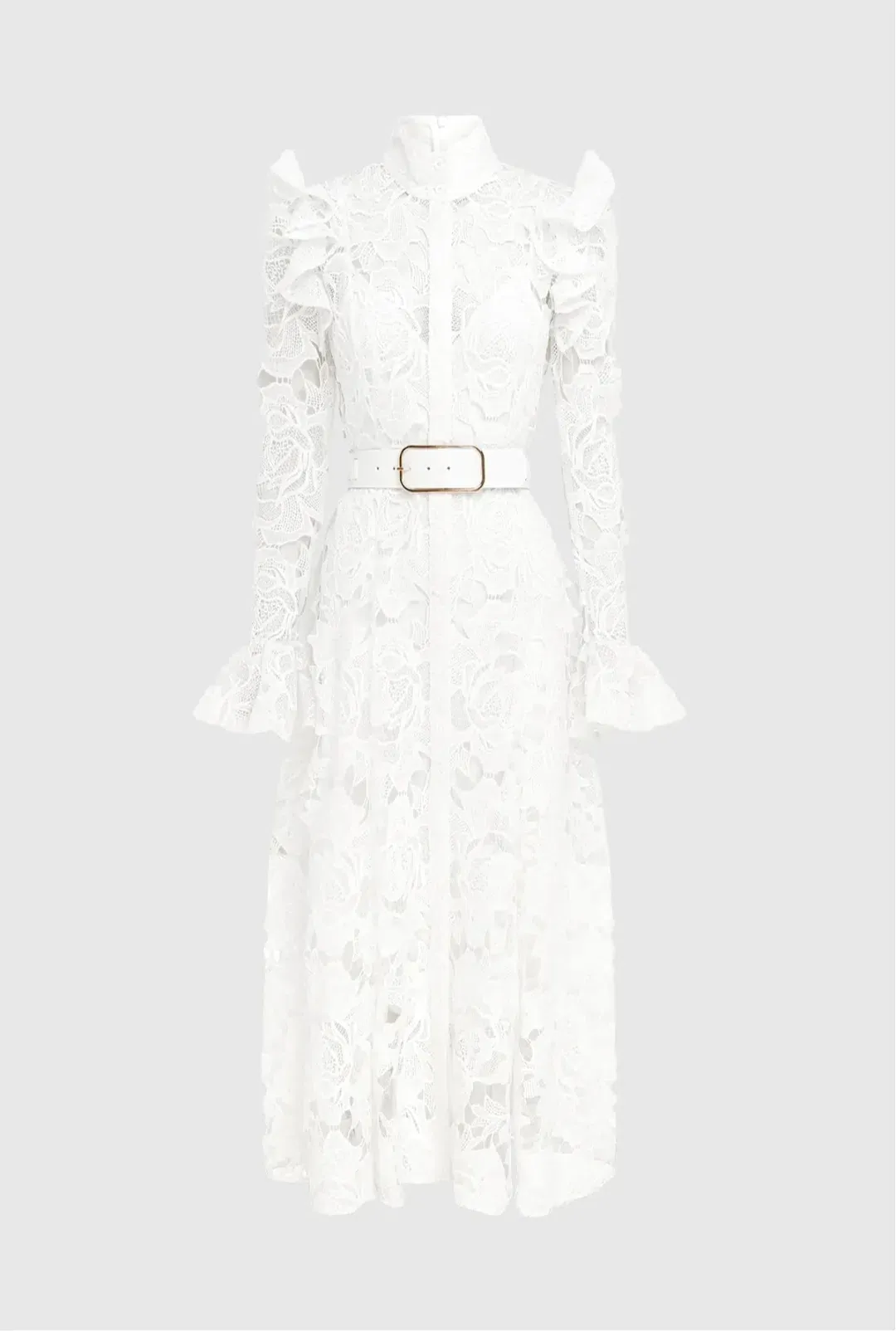 Leo Lin Leo Lin Aliyah Lace Butterfly Sleeve Midi Dress Snow Size AU 12 for rent on The Volte - main image