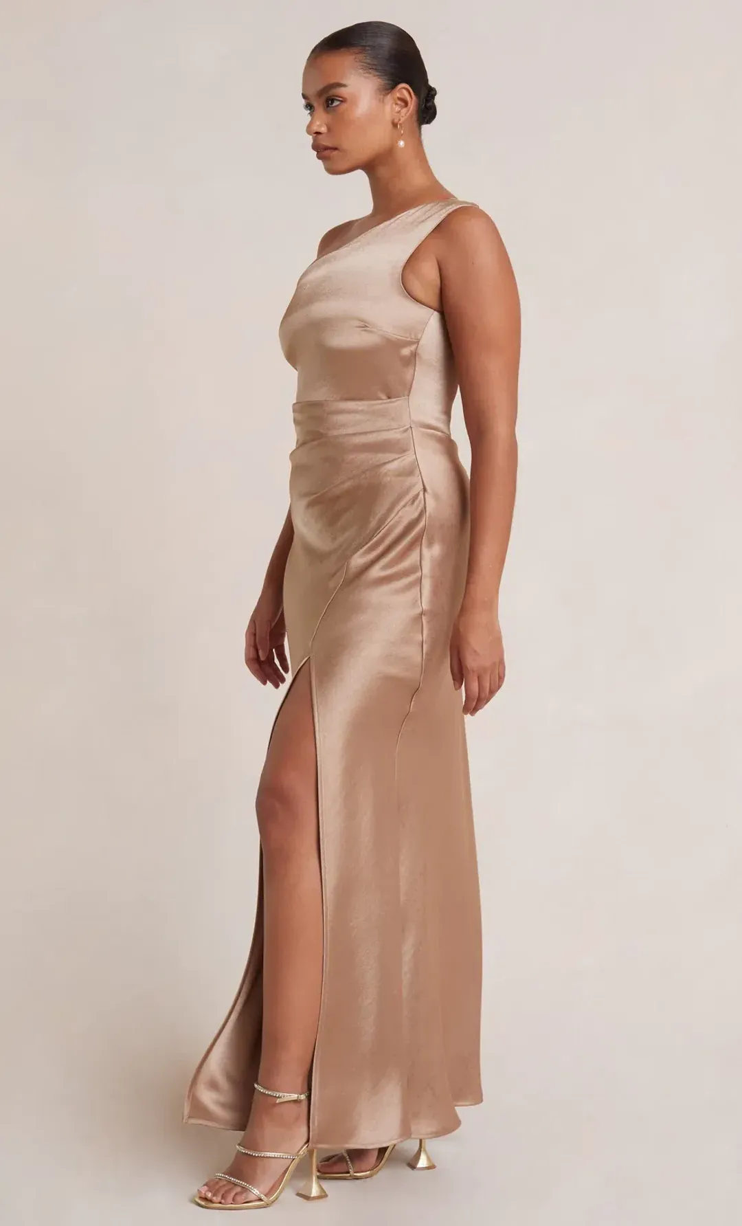 bec and bridge dreamer asym dress in gold size 6 for rent on The Volte - main image