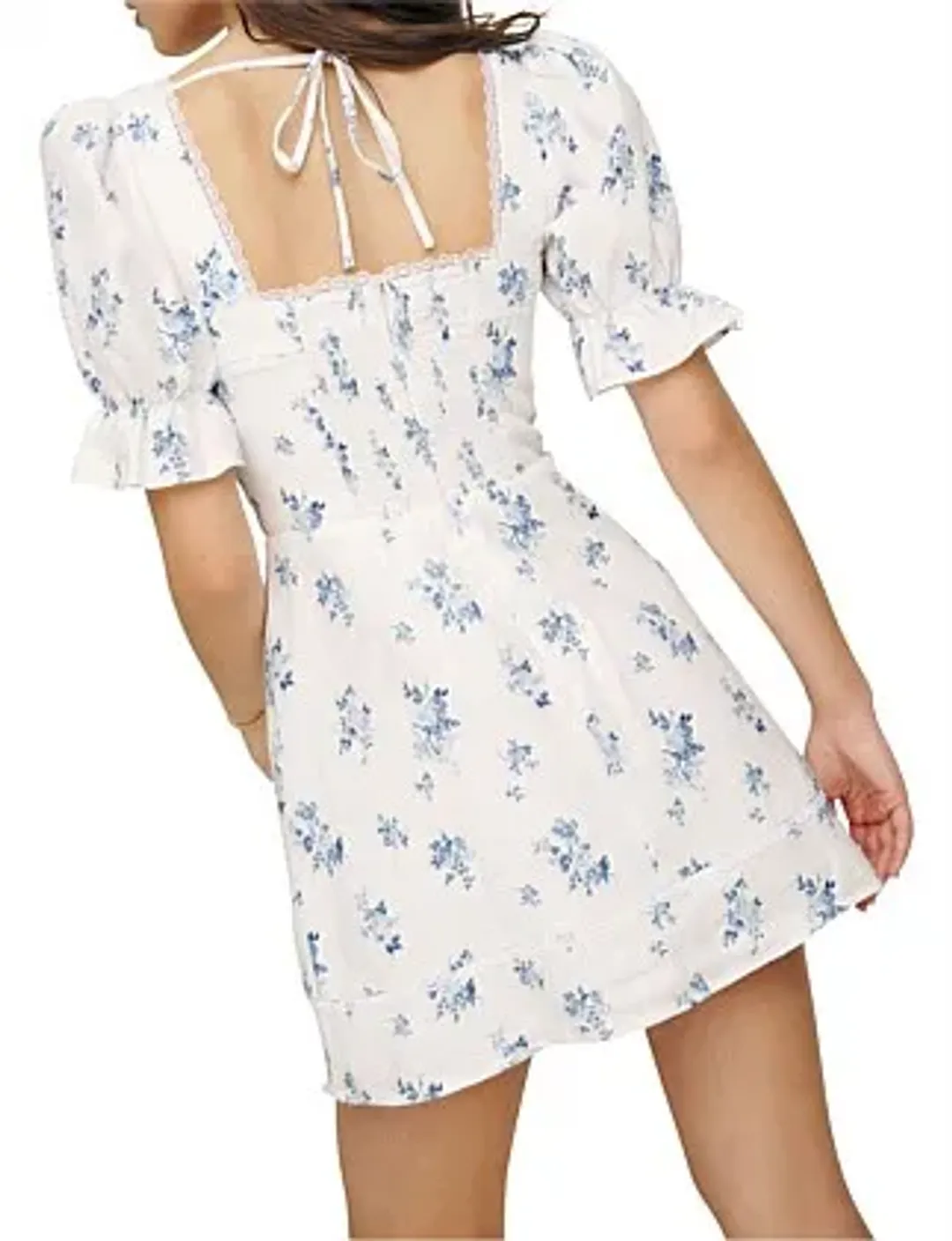 Reformation Eviana Puff Sleeve Mini Dress Size AU 6 for rent on The Volte - main image