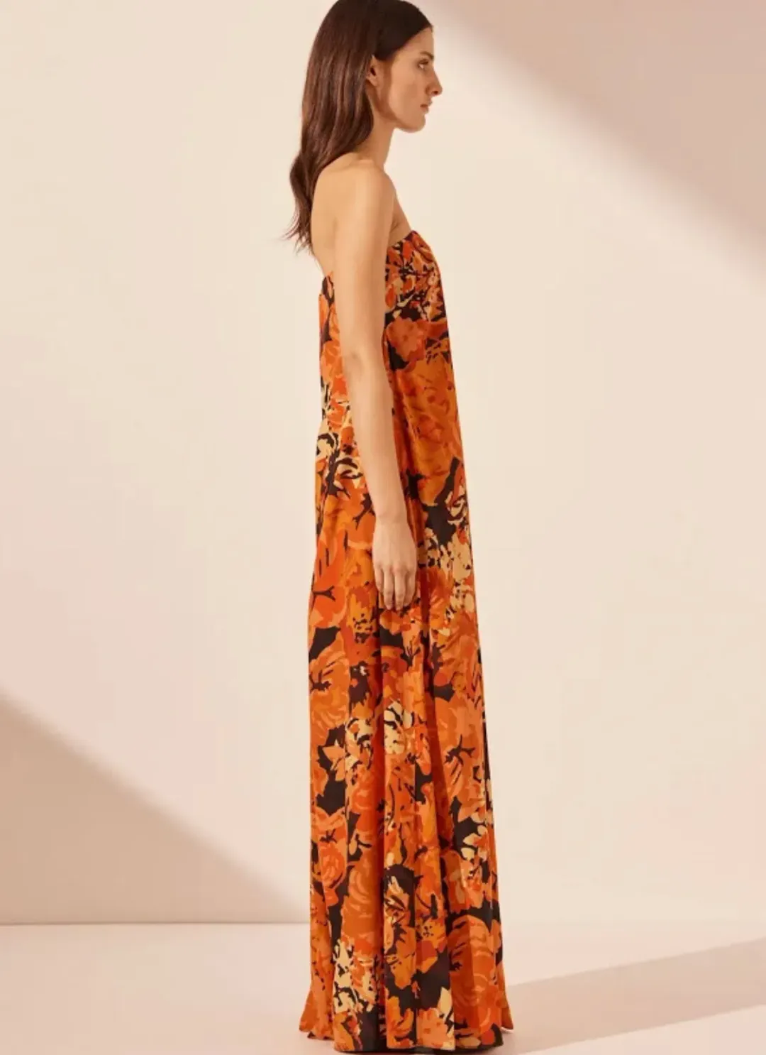 Shona Joy Santos Strapless Maxi Dress in Multi Print Size 6 for rent on The Volte - main image