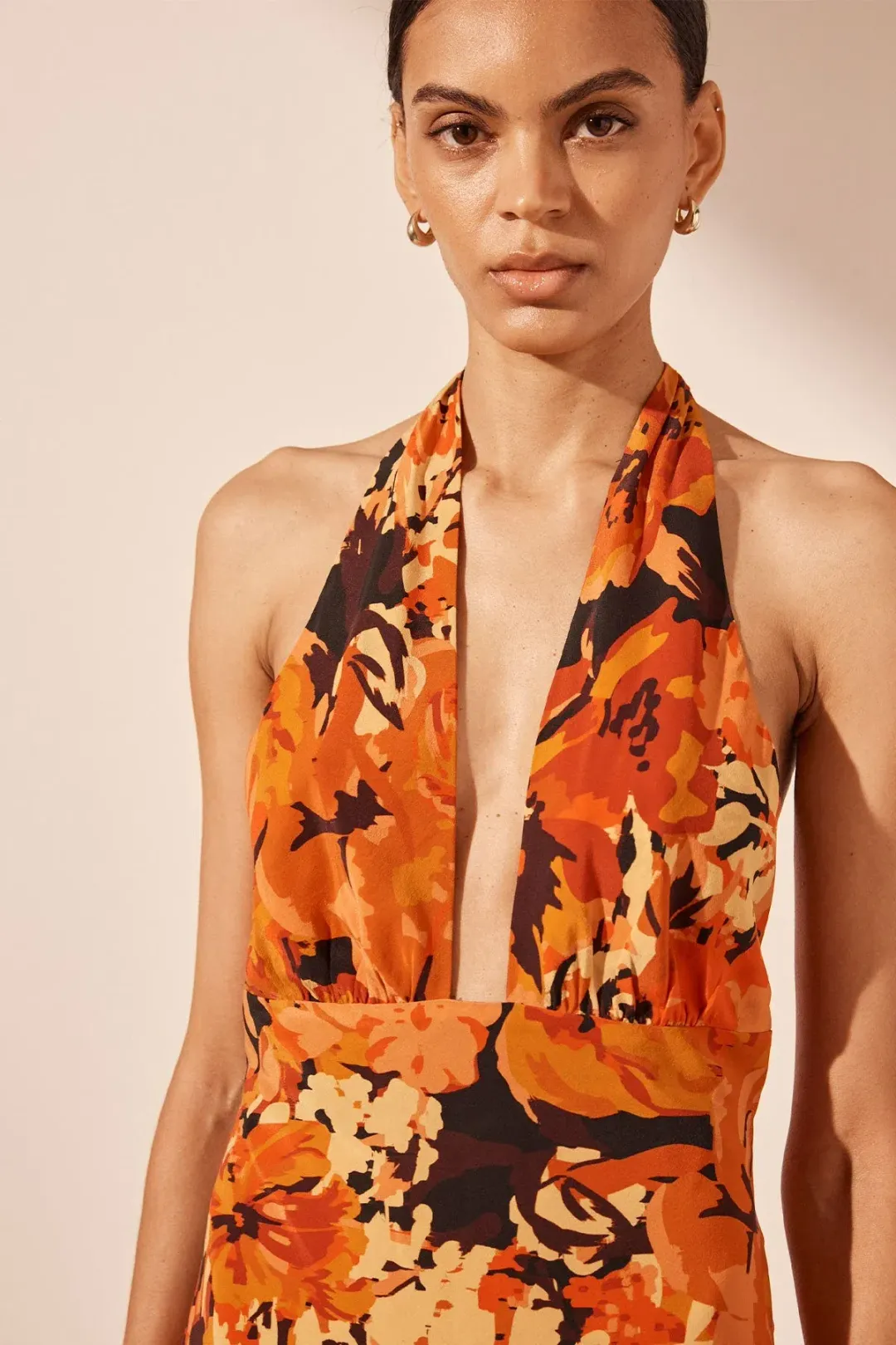 Shona Joy Santos Silk Plunged Halter Mini Dress Size 8 for rent on The Volte - main image