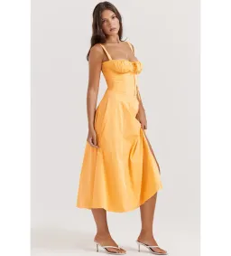 House of CB Carmen Bustier Midi Sundress Tangerine Size XS/AU 6 for rent on The Volte - image 2