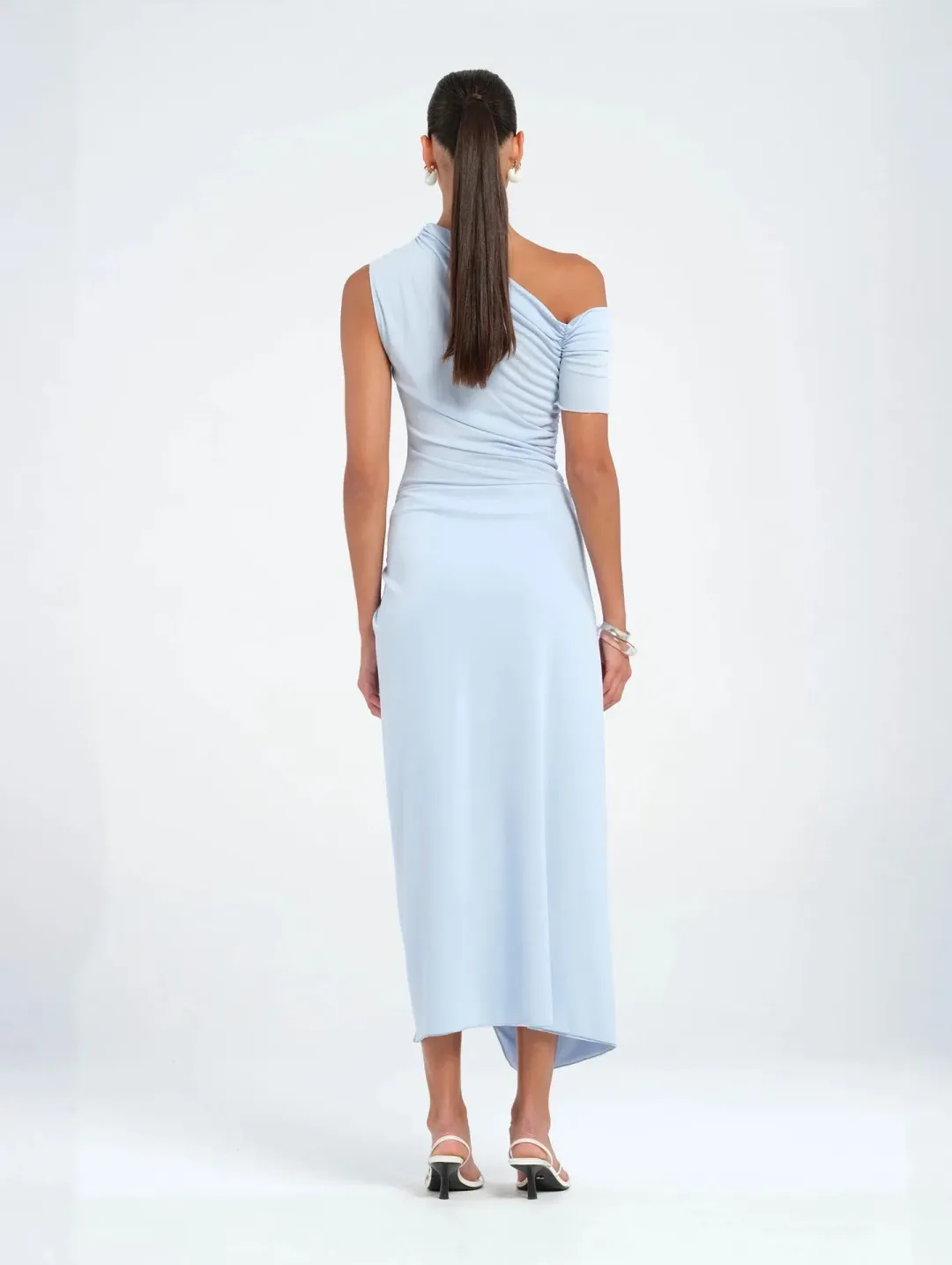 BENNI Cleo One Shoulder Maxi Dress Sky Size AU 8 for rent on The Volte - main image