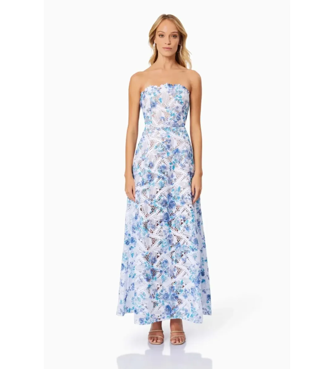 Elliatt Savannah Fitted Strapless Maxi Dress Multi Floral Size M/AU 10 for rent on The Volte - main image