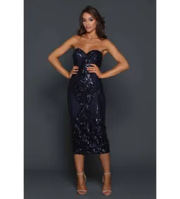 Elle Zeitoune Jones Midi Dress Midnight Size AU 12 for rent on The Volte - image 1