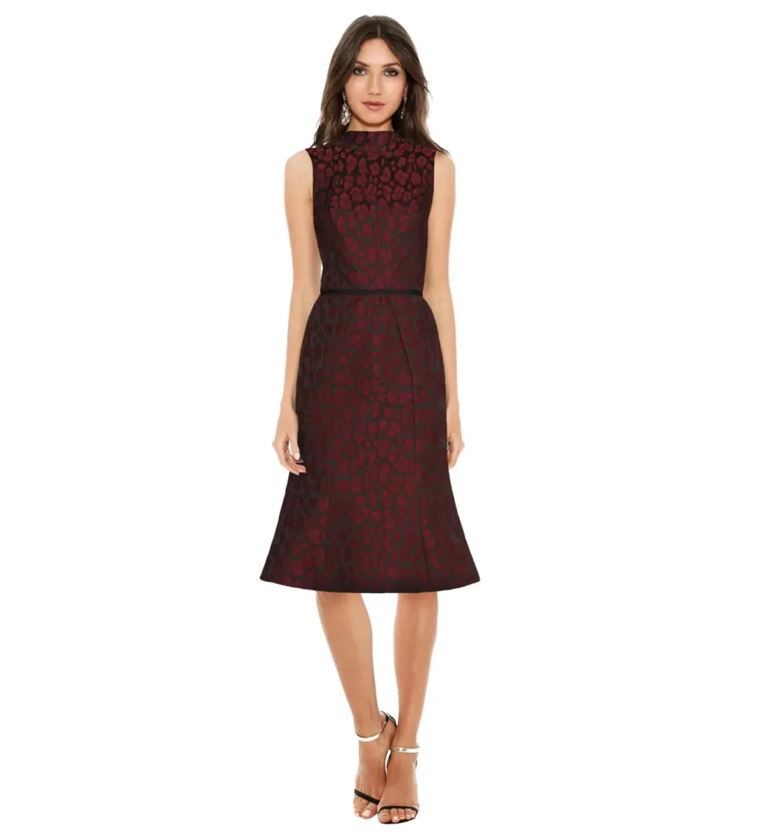 Camilla and Marc Monochrome Knee-Length Dress Burgundy Print Size AU 12 for rent on The Volte - main image