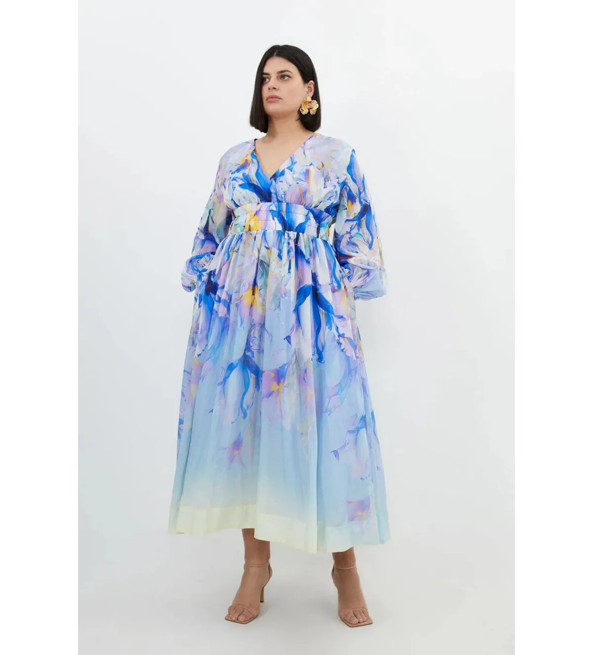 Karen Millen Ombre Floral Silk Maxi Dress Multi Size 22  for rent on The Volte - main image