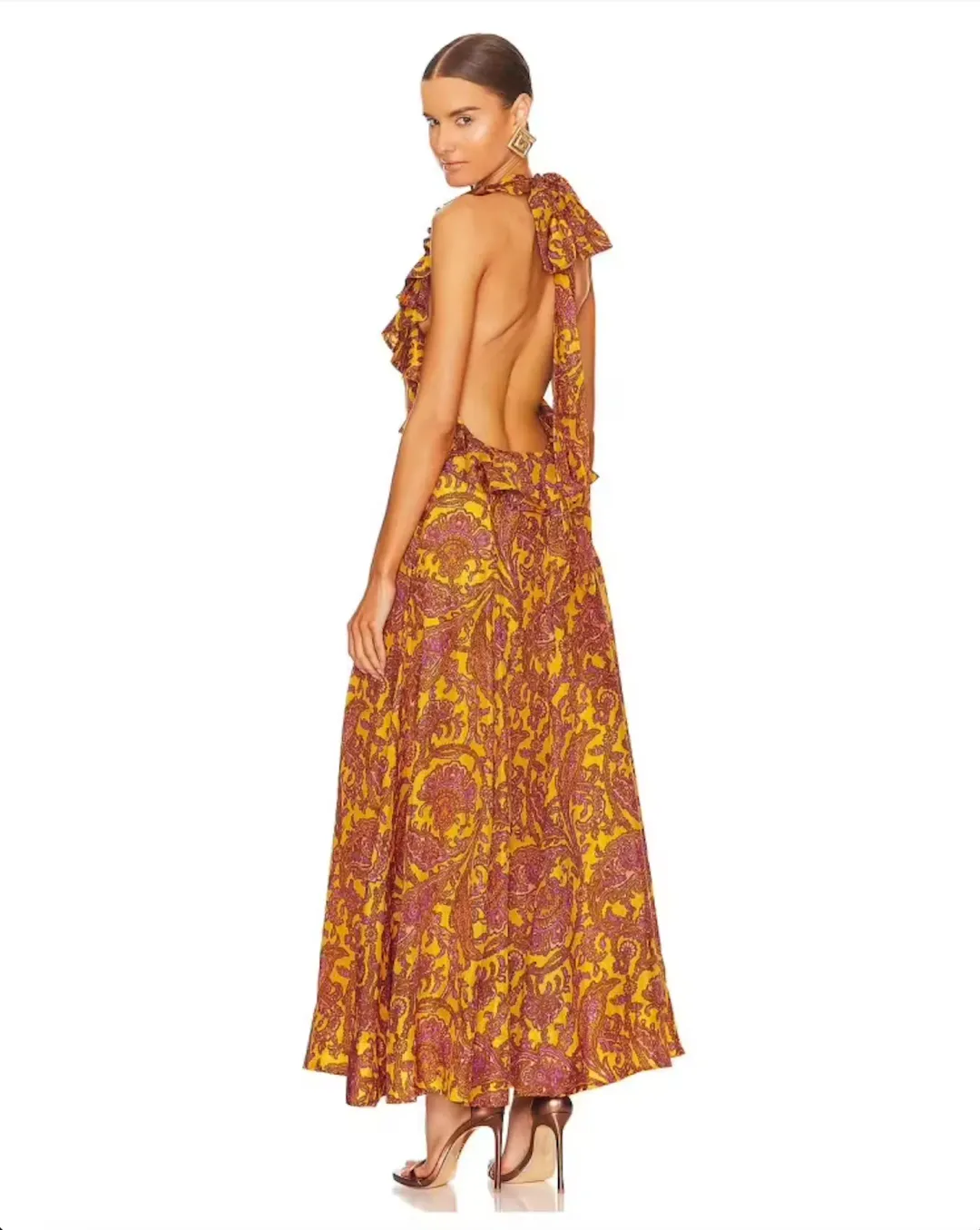 Zimmermann Tiggy Halter Long Dress Print  | Size 0 for rent on The Volte - main image