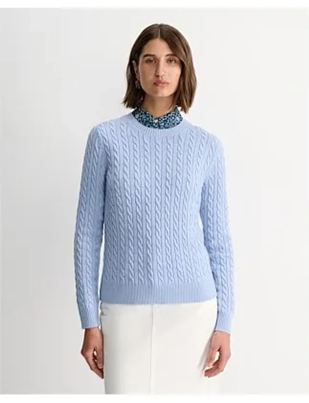 Sportscraft Merino Wool Baby Cable Sweater Pale Blue Size AU 8 for rent on The Volte - main image