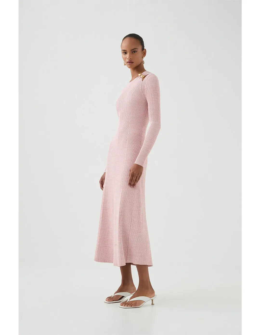 Aje Nina Knit Midi Dress Pink Marle Size M / AU 10 for rent on The Volte - main image
