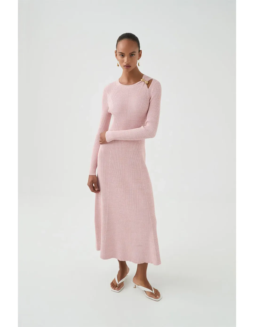 Aje Nina Knit Midi Dress Pink Marle Size M / AU 10 for rent on The Volte - main image