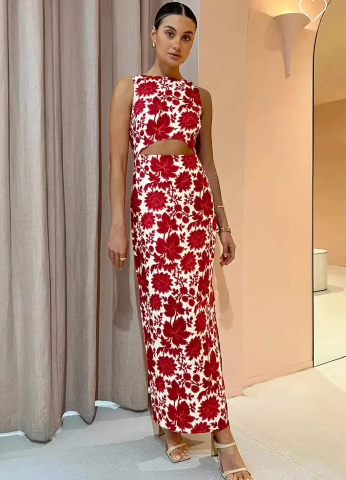 Sir the Label Cinta Cut Out Midi Dress in Valentina Floral Print Size 8 for rent on The Volte - main image