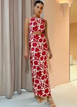 Sir the Label Cinta Cut Out Midi Dress in Valentina Floral Print Size 8 for rent on The Volte - image 1