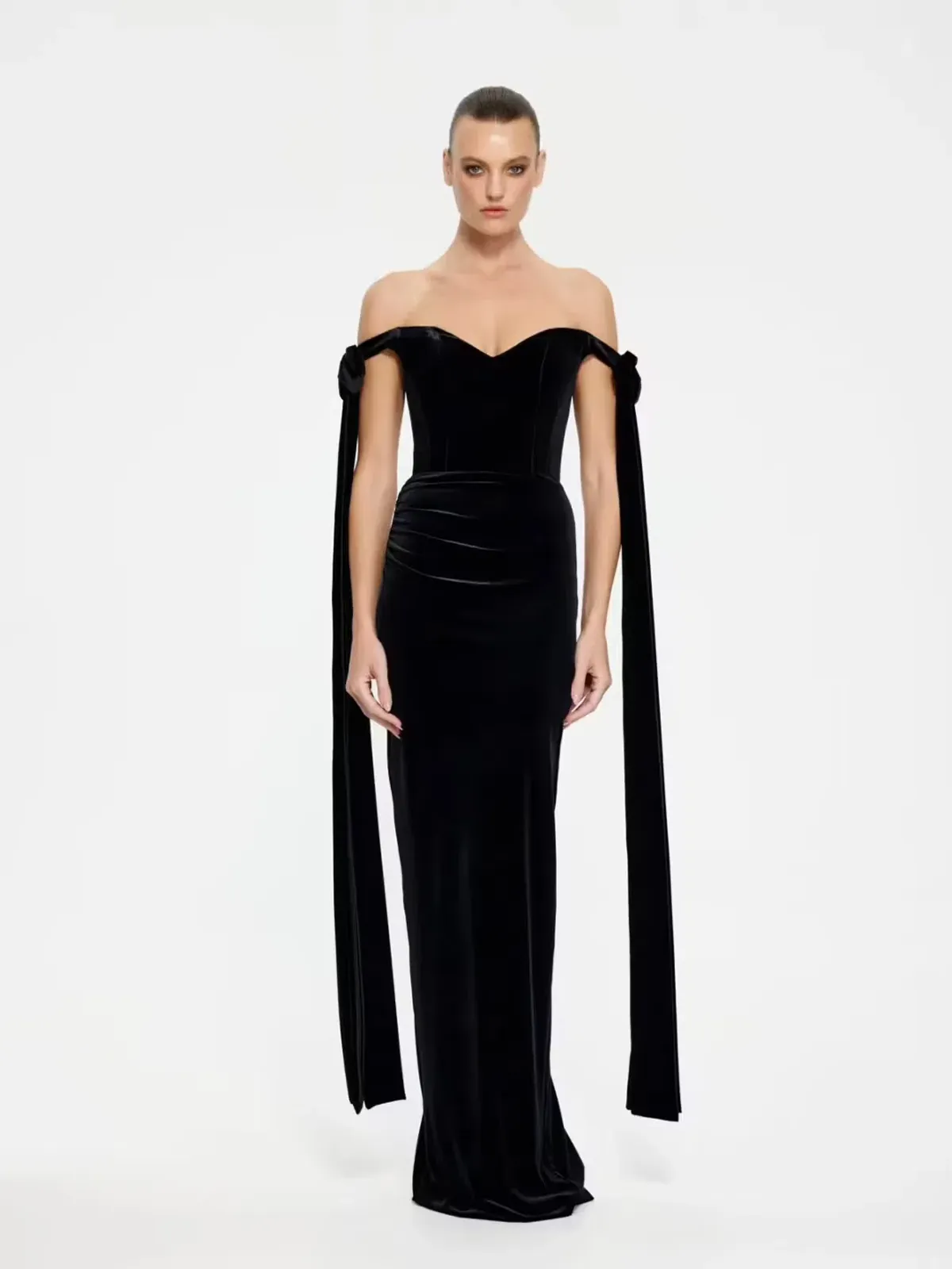Effie Kats Ginger Gown in Black Velvet Size 10  for rent on The Volte - main image