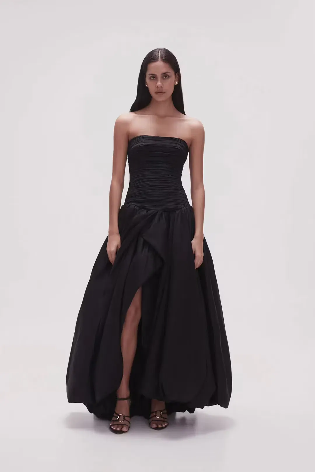 Aje Violette Bubble Hem Maxi Dress Black Size 8  for rent on The Volte - main image