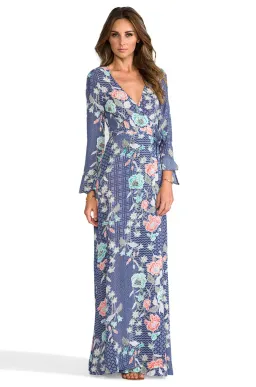 Tigerlily Batik Floral Wrap Dress in  Cornflower Size 10 for rent on The Volte - image 2