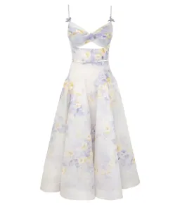 Zimmermann Crush Twist Front Midi Dress Lilac Floral Size AU 10 for rent on The Volte - image 4