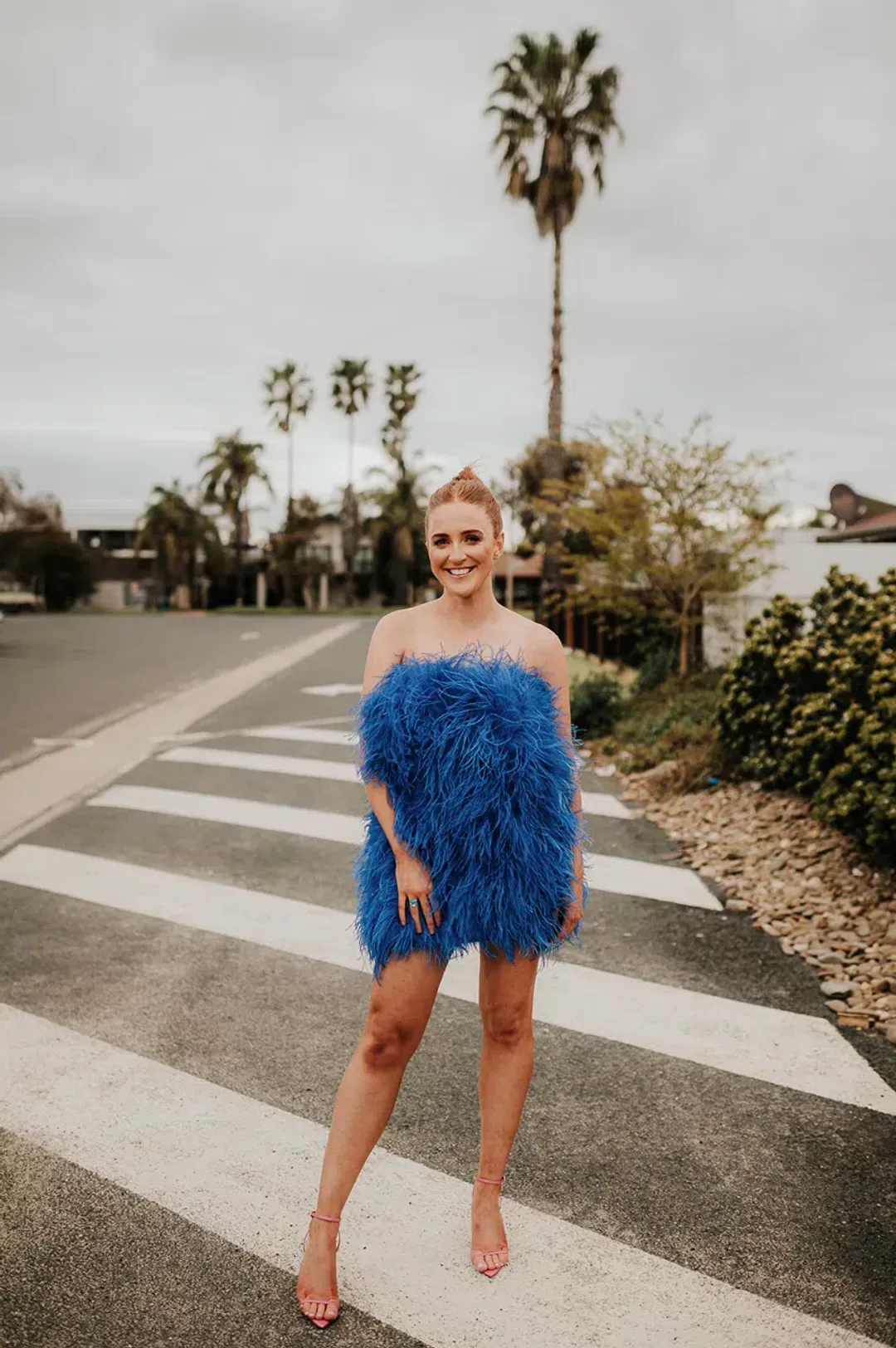 Samantha Lentini Feather Mini dress  in Blue Size AU 8  for rent on The Volte - main image